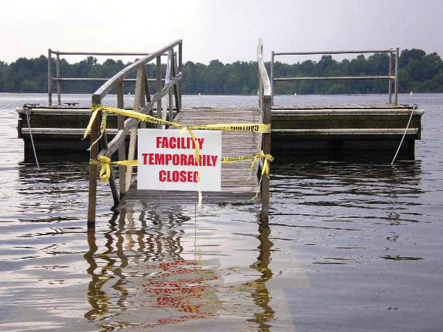 Boat dock closed due to flooding